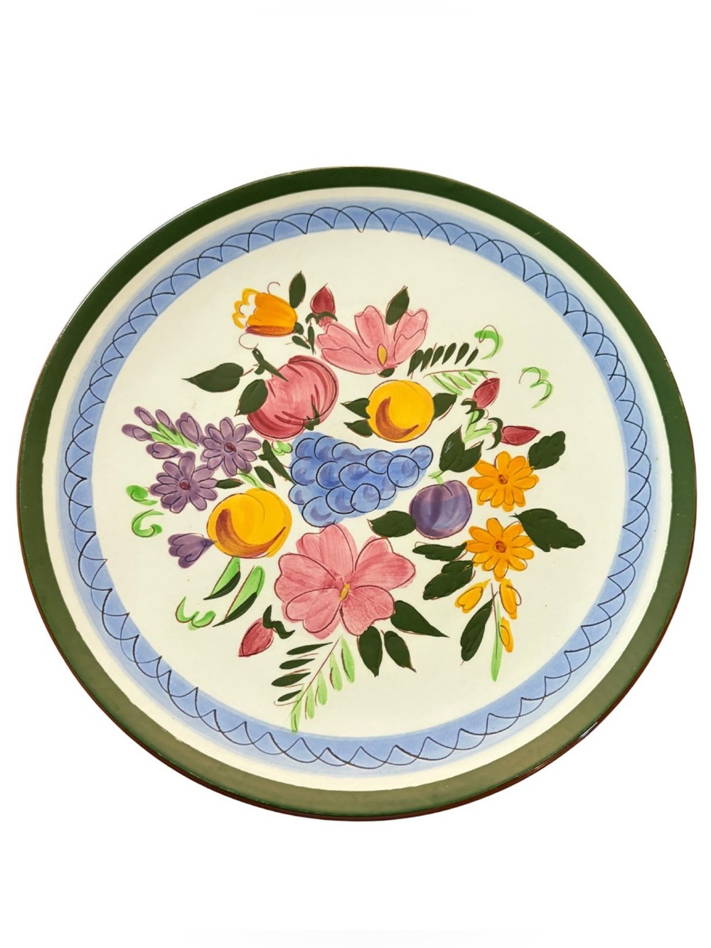 Vtg. Mid-Century Stangl Pottery 10” Hand Painted Fruit & Flowers Dinner Plate